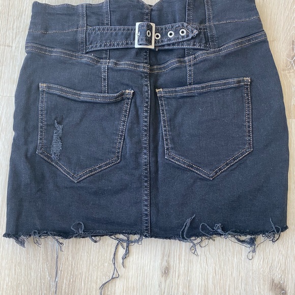 Free People Distressed Black Mini Skirt - Picture 2 of 3
